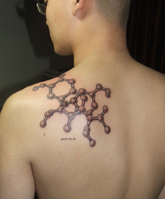 Molecule tattoo design on the back