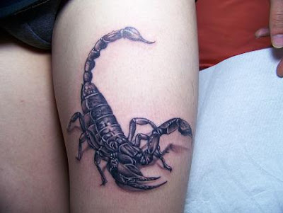 Free Tattoo Designs: 3D Scorpion tattoo design on the leg