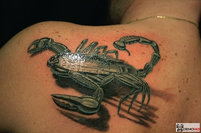 3D scorpion tattoo on the shoulder