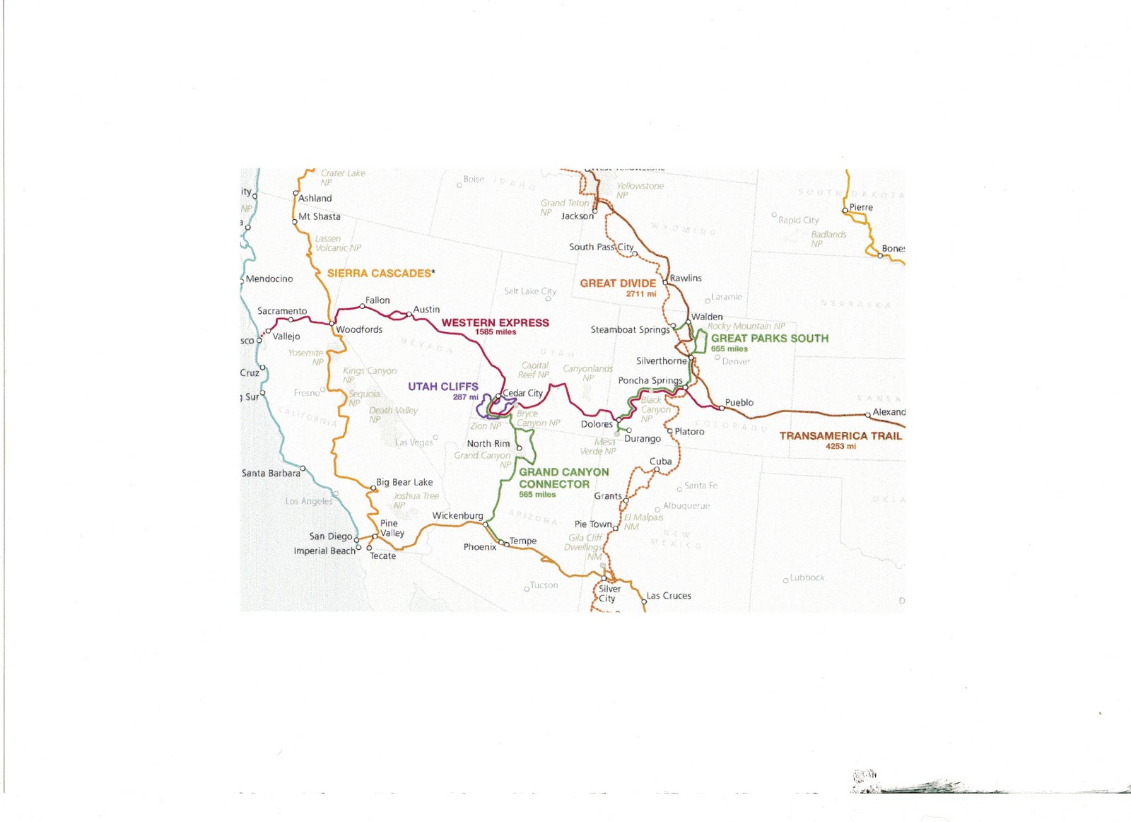 the route used was the american cycling associations grand canyon connector which links in cedar city with several legendary bicycle routes which cross the route used was the american cycling associations grand canyon connector which links in cedar city with several legendary bicycle routes which cross