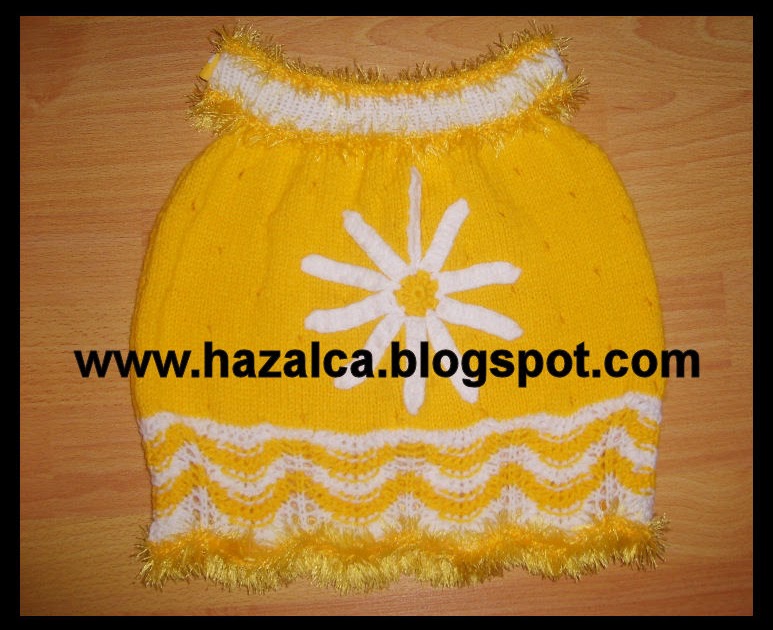 HAZALCA(yüreğimden parmaklarıma dökülenler) sarıbeyaz bebek elbisesi