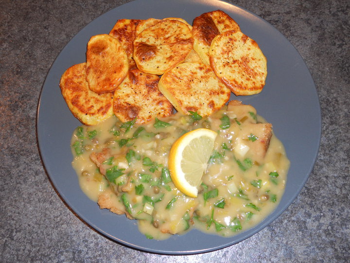Czech Vegan (in America) Seitan Piccata with white wine and caper sauce