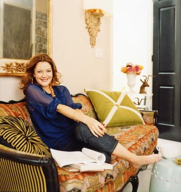 A spot to relax in Drew Barrymore's office designed by Ruthie Sommers