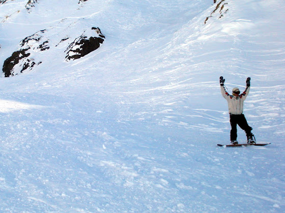 Aquí haciendo el snowboard en las Leñas