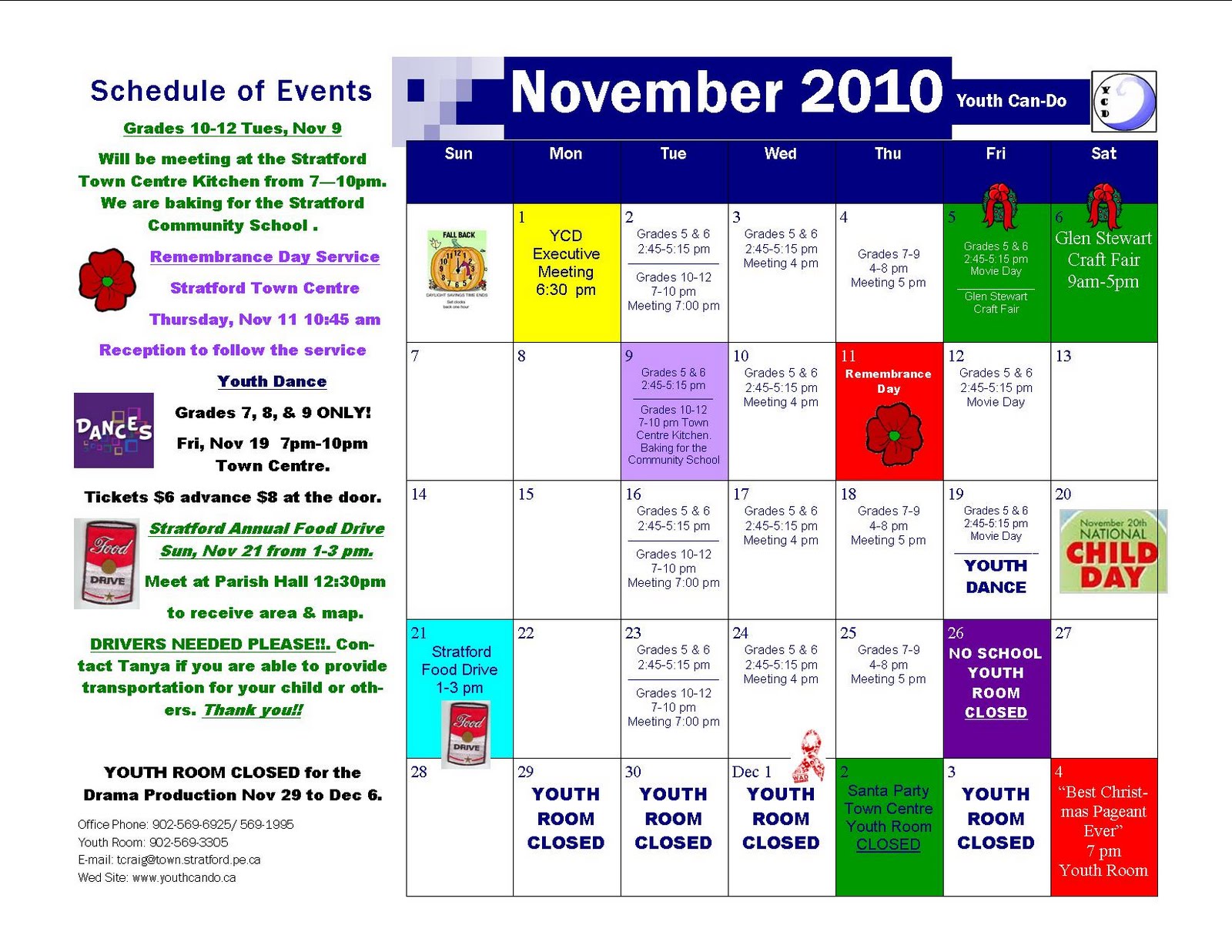 November Calendar of Events