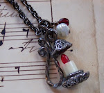 Into the Night..necklace...antique art lantern trinket, oxidized with knobby freshwater pearl and r