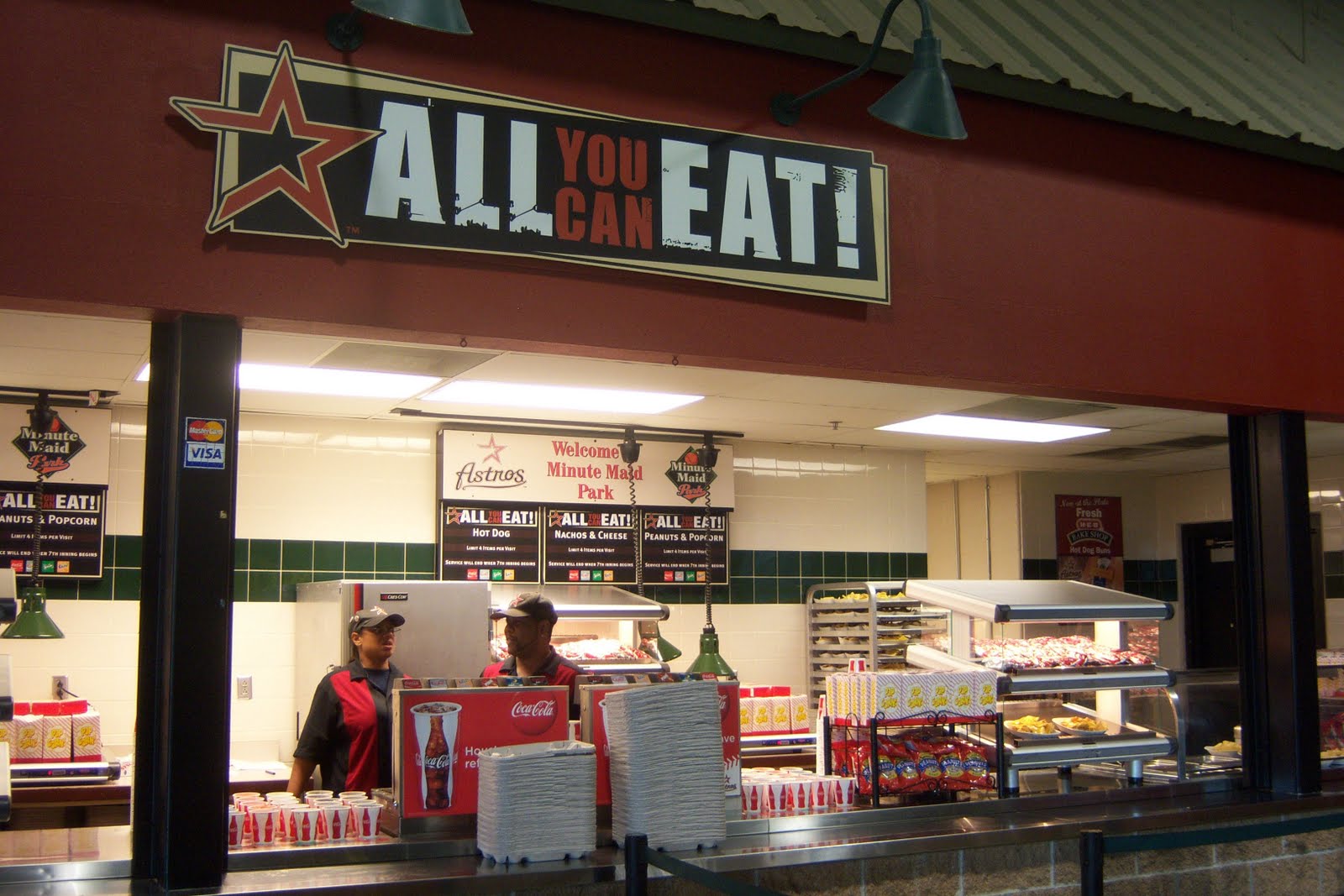 The view from the "allyoucaneat" seats Alamo, Astros, & Arlington
