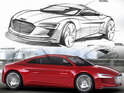 The Audi e-tron Concept 2009, a high-performance sports car with a purely