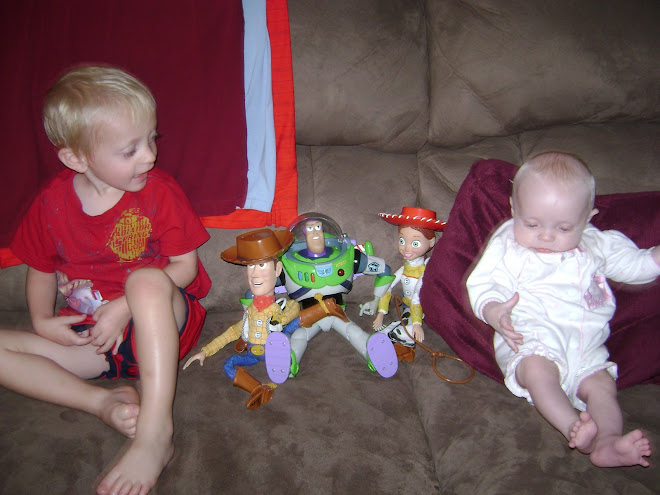 Playing on the couch with Toy Story