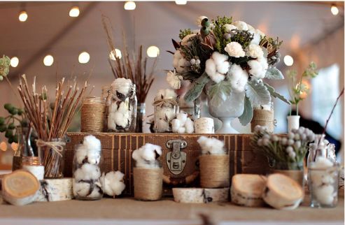 cotton wedding centerpieces