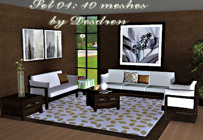 My Sims 3 Blog: New Living Room Set by Desdren - 10 Meshes