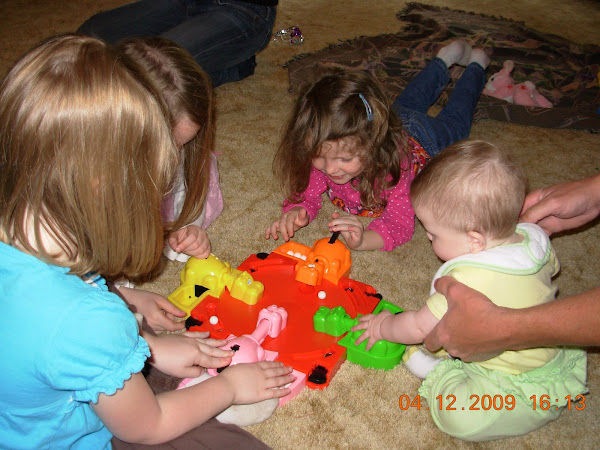 LEAH AND THE GIRLS PLAYING HUNGRY HUNGRY HIPPO