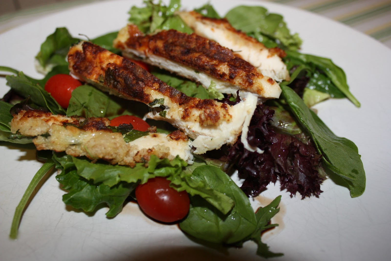 Chow and Chatter Parmesan and Parsley Crusted Grilled Chicken Salad