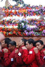 The casket as it begins the procession.