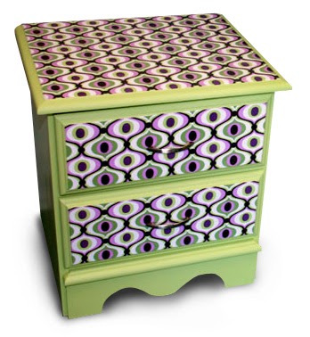 fabric furniture decoupage onto mod diy podge nightstand crafts rocks decoupaged caroline collect podged thing call decoupaging later sofa orange