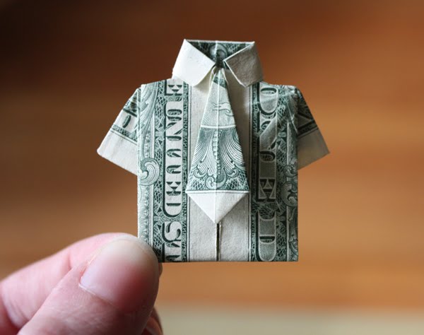 how to make an origami dollar bill shirt with tie