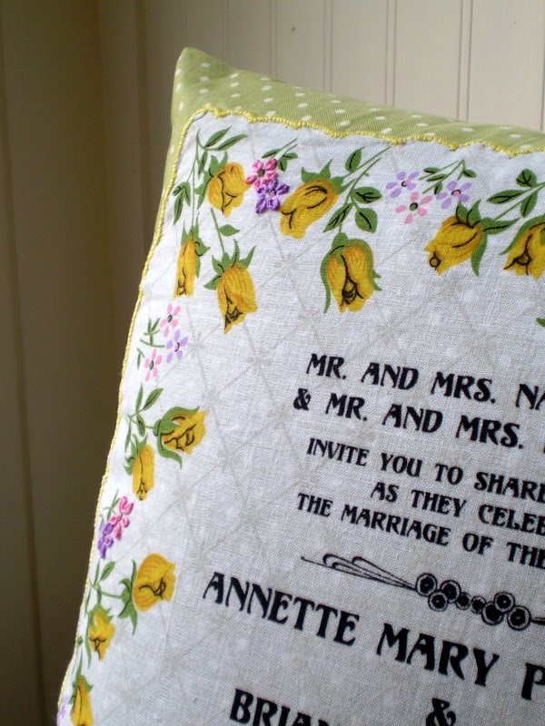 The gift was a pillow featuring Annette 39s wedding invitation which had been