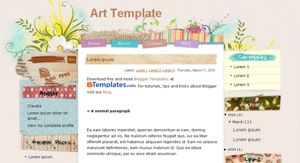 Art Blogger Templates