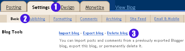 தேவையற்ற வலைப்பூவை நீக்குவதற்கு.... - How to Delete My Blog  Blogger+Settings-Basic-Delete+Blog