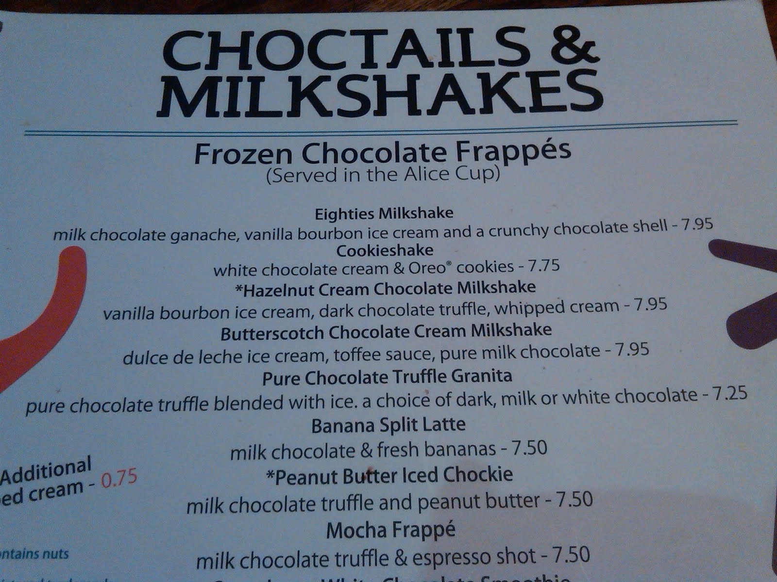Milkshake, Max Brenner