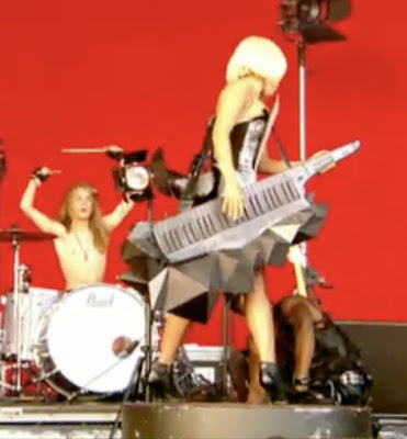 Lady Gaga with a Keytar I customized for her! GLASTONBURY 09