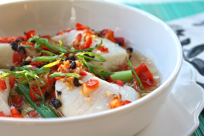 Steamed Halibut Cheeks With Chopped Salted Chilies