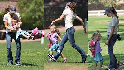 Jennifer Garner Wearing PRVCY Malibu Hills Boot Cut Jeans