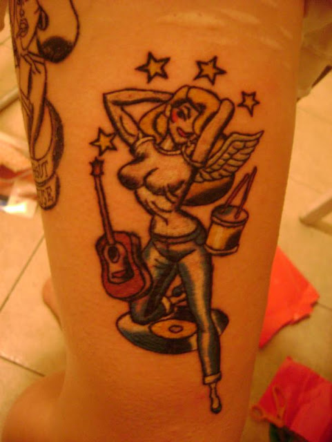 angel pin up girl tattoo PIN UP GIRLS TATTOOS blonde pin up girl tattoo