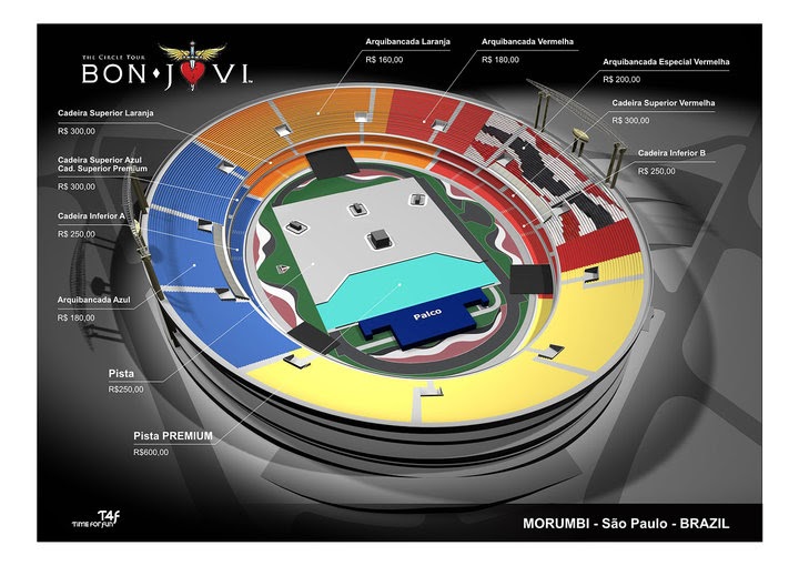 Everybody loves Bon Jovi: Nova versão do mapa de assentos do Morumbi