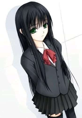 poze anime girl with black hair