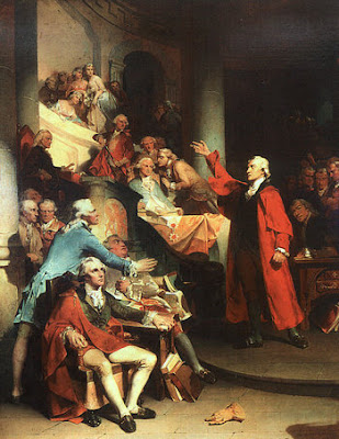 Patrick Henry's "Treason" speech before the House of Burgesses in an 1851 painting by Peter F. Rothermel