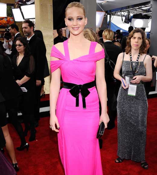 Jennifer Lawrence 2011 SAG Awards in Hot Pink Oscar De La Renta