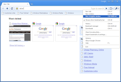incognito window in google chrome