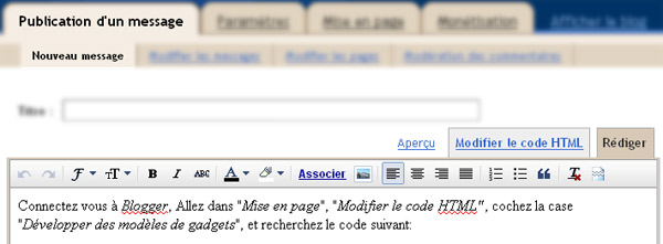 Modèle de Message Blogger Modèle de Message Blogger