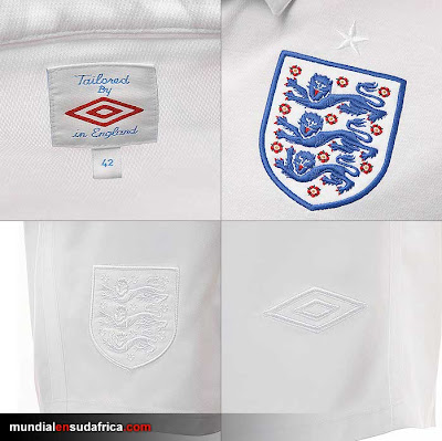 England Home Kit 2010 Umbro, Tailored by England - Camiseta Inglaterra Titular Mundial Sudafrica 2010