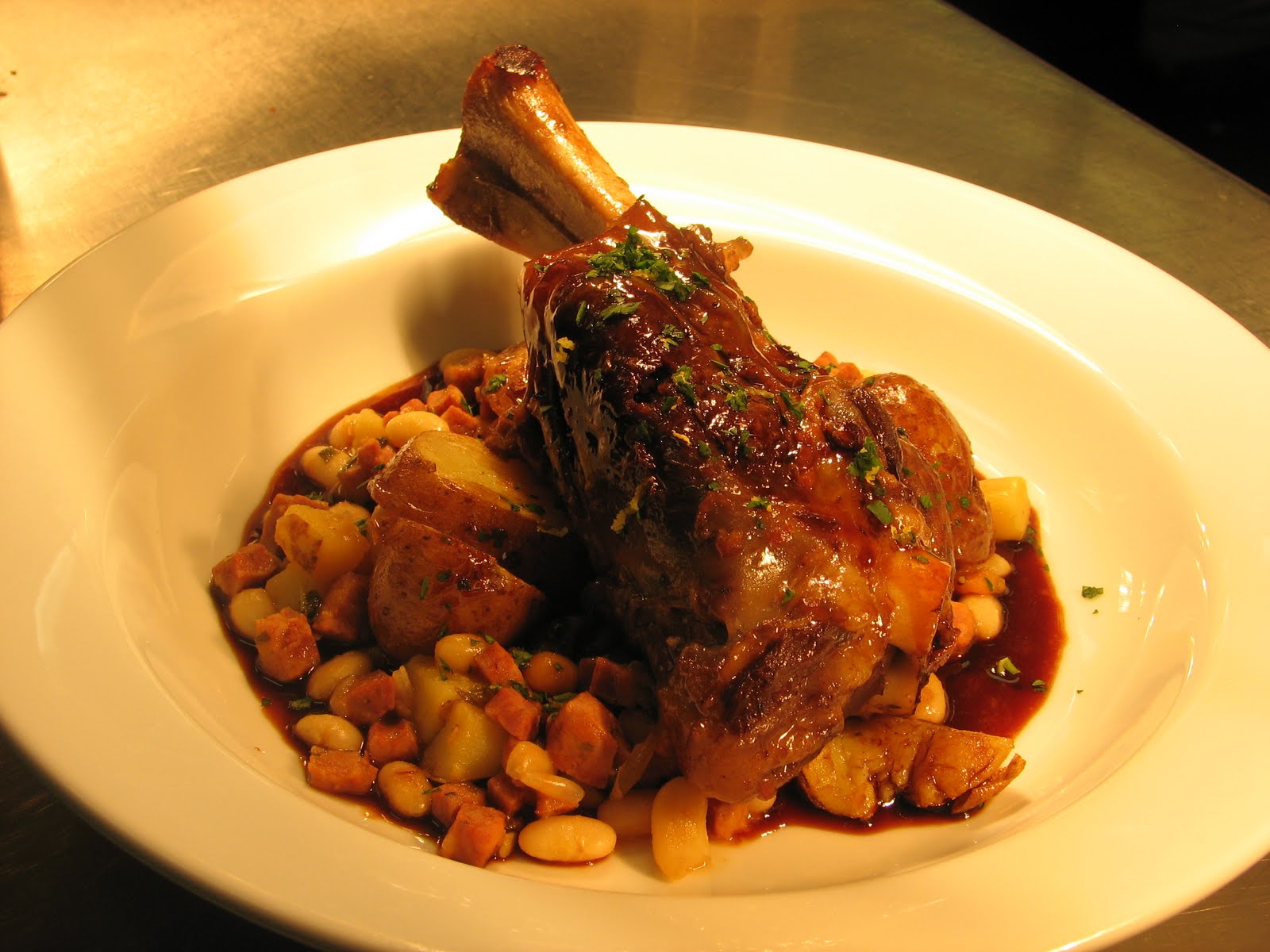 Cooking Redemption Slow cooked Lamb Shank on white bean cassoulet