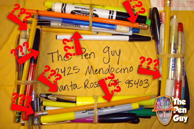 Pencils donated along side used pens for the pen guy