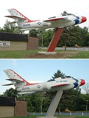fighter jet on pole