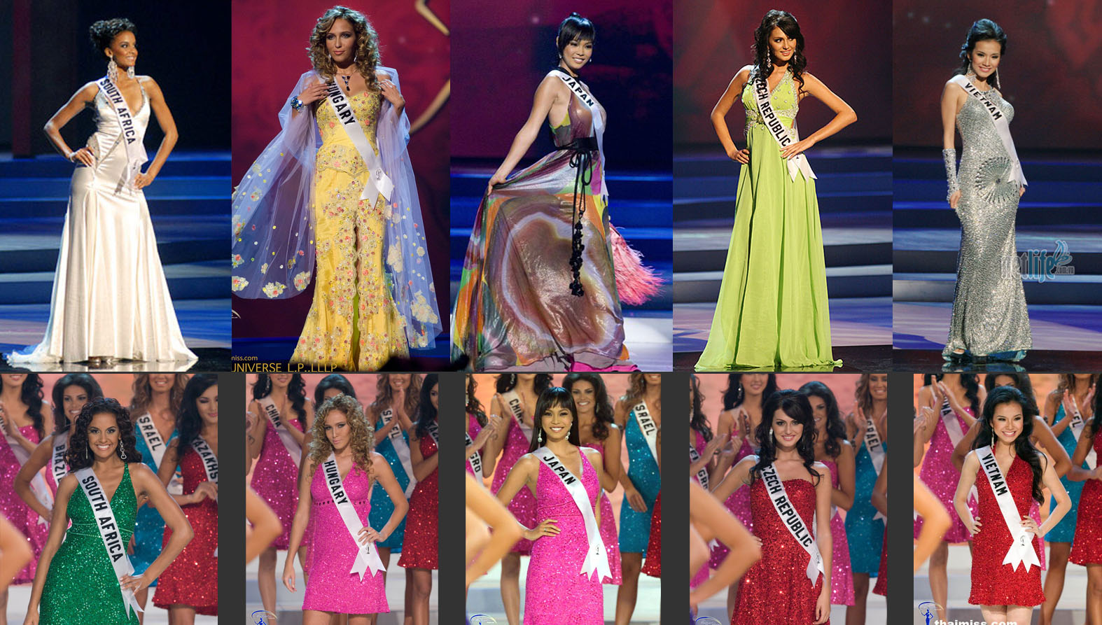 MISSES NA PASSARELA MISS UNIVERSO 2008 AS TOP 15 E SEUS VESTIDOS DE GALA