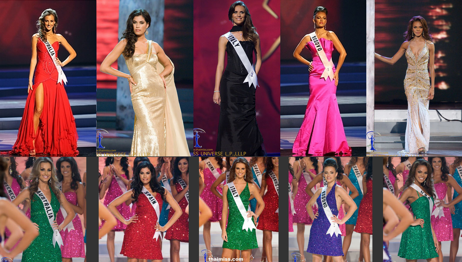 MISSES NA PASSARELA MISS UNIVERSO 2008 AS TOP 15 E SEUS VESTIDOS DE GALA