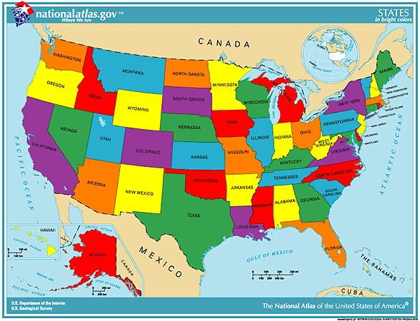 map of us states labeled. labeled United States map