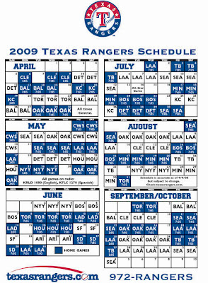 Rangers Schedule