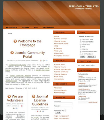 three column joomla template with orange header