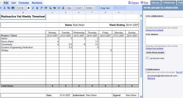 the radioactive yak googleoffice part 4 timesheets electronic timesheets excel