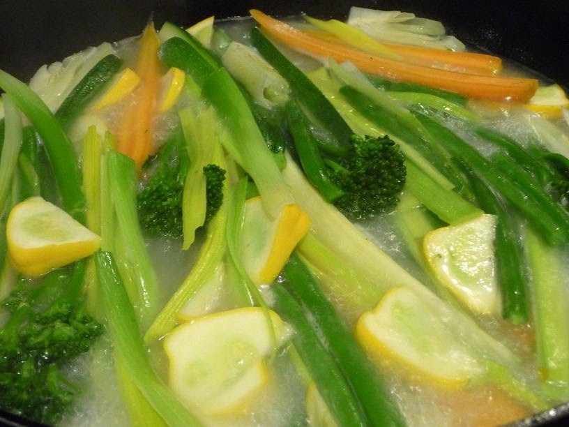Raspberries & Trumpets Fresh vegetables poached in clean water