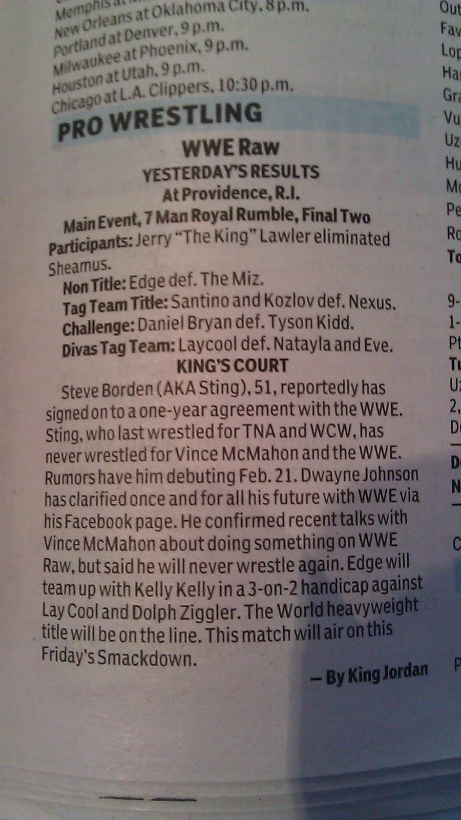 WWE Raw 2.21.11, Sting in WWE?