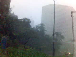 Snapshot of Makati Shangri-La as Milenyo hit the city- with me willingly driving through the typhoon.