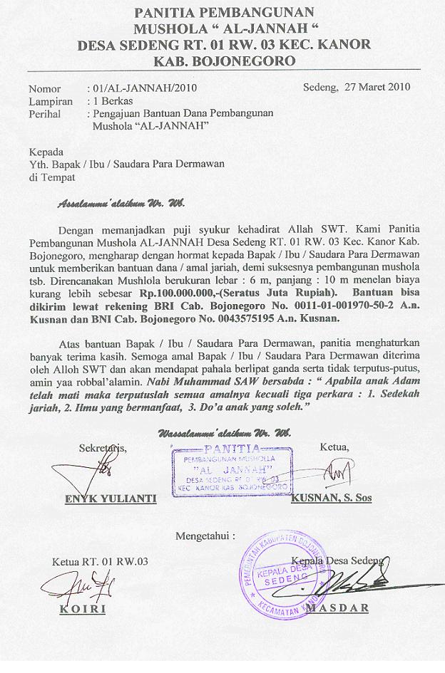 Mushola Al Jannah Proposal bantuan dana