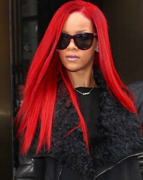 rihanna red hair wig. rihanna red hair wallpaper.