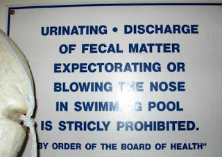 funny pool signs photo no peeing discharge of fecal matter blowing nose expectorating